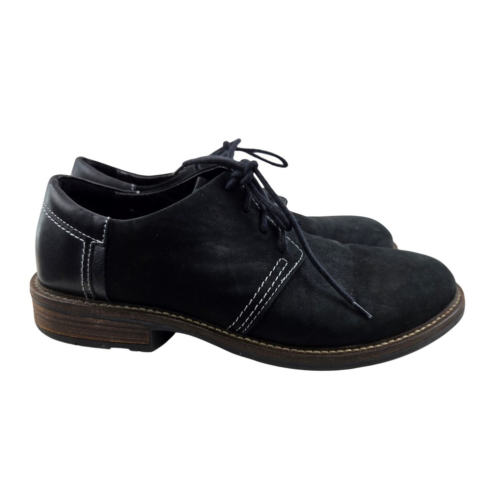 Naot Chief Mens Black Nubuck Leather Oxford Shoes Contrast Stitching 41 8-8.5